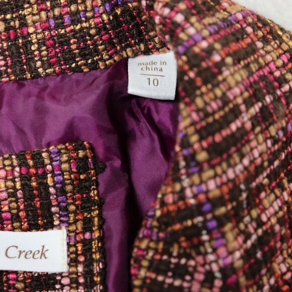 Coldwater Creek Wool Blend Blazer Womens Size 10 Lined Tweed Multicolor Jacket - Picture 9 of 10